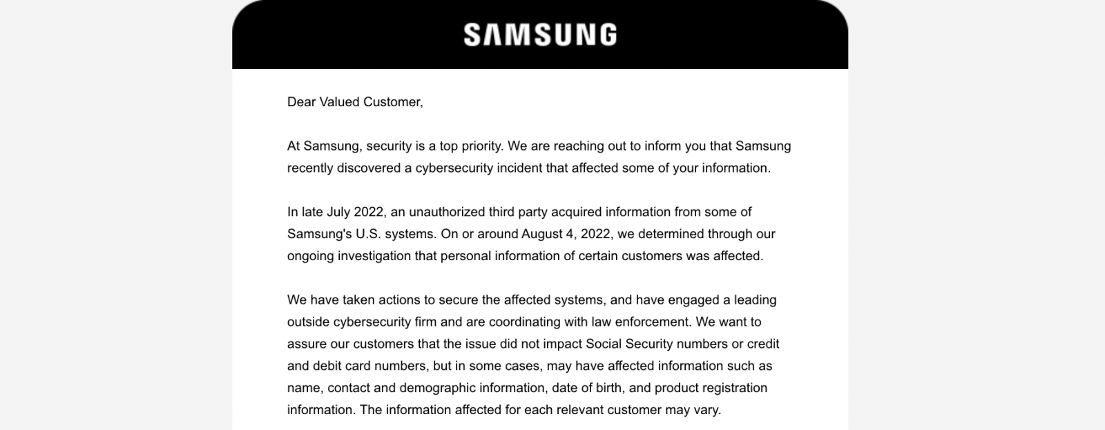 Samsung discloses data breach after July hack